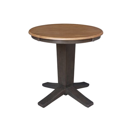 International Concepts 30 in. Solid Wood Round Top Pedestal Dining Table - 29.9 in. High, Hickory/Washed Coal K45-30RT-23B